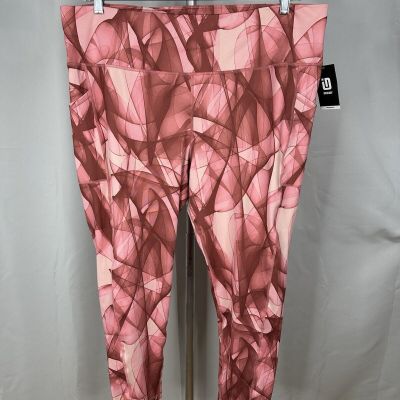 NWT $35  ID Ideology Swirling Smoke Pink Gloss 7/8 Leggings Plus Sz 3X